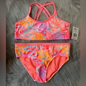 NET ZeroXposur Pink and Orange Bikini Swimsuit. Girls size L (14)